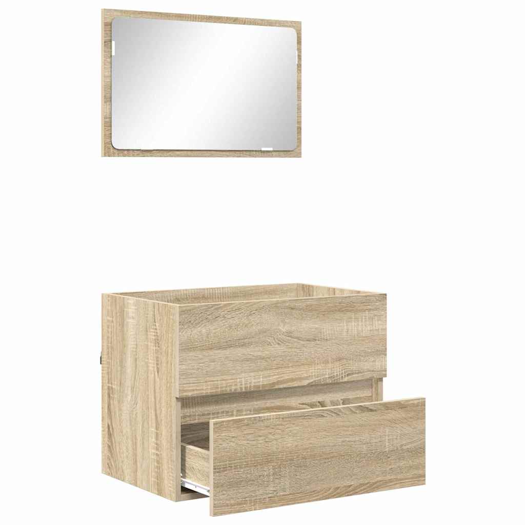 Badezimmermöbel-Set mit Schubladen Sonoma-Eiche Holzwerkstoff