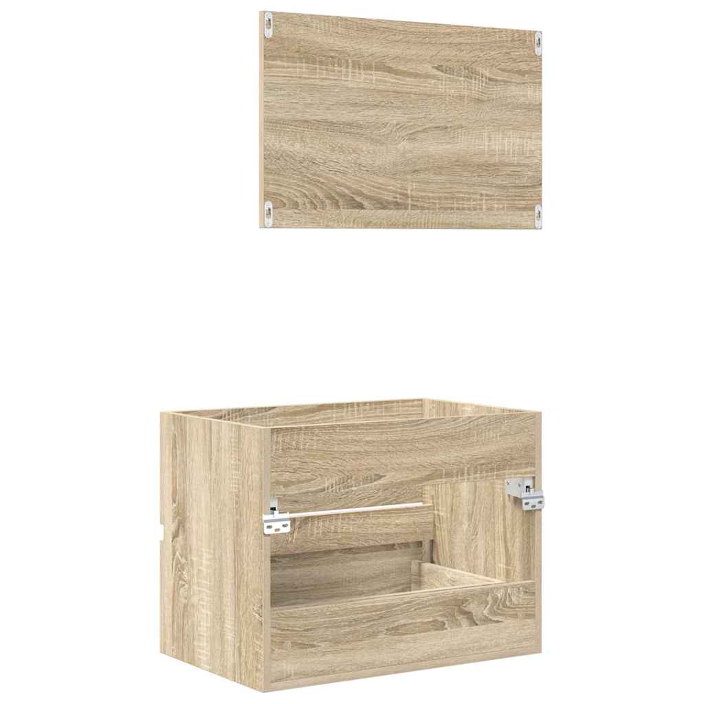 Badezimmermöbel-Set mit Schubladen Sonoma-Eiche Holzwerkstoff