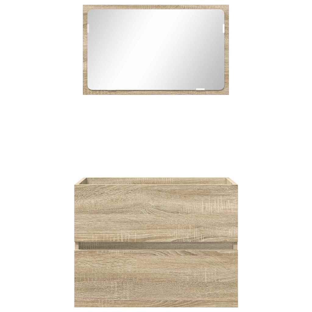 Badezimmermöbel-Set mit Schubladen Sonoma-Eiche Holzwerkstoff