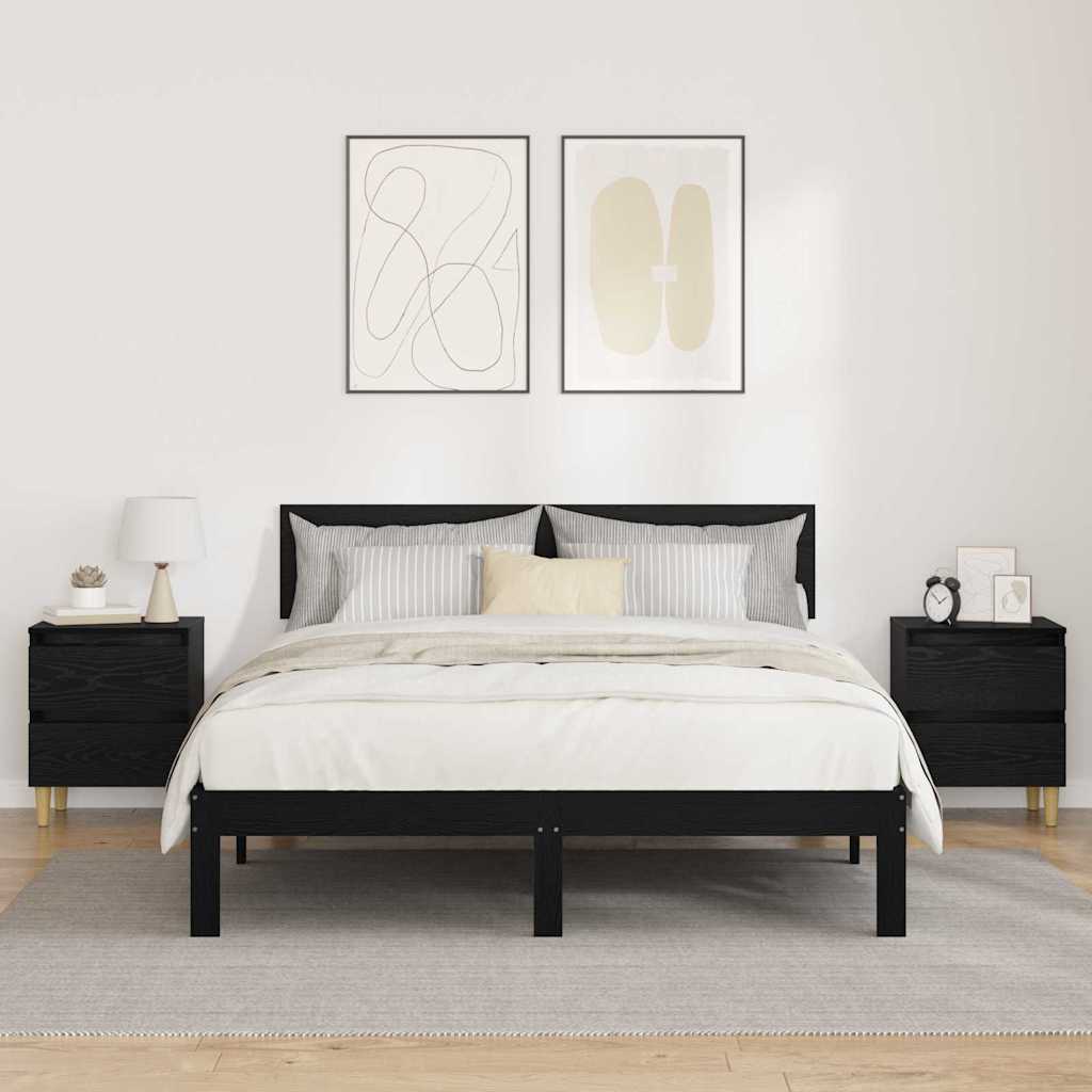 Bettschränke 2 pcs Schwarz Eichen-Optik 40 x 35 x 50 cm