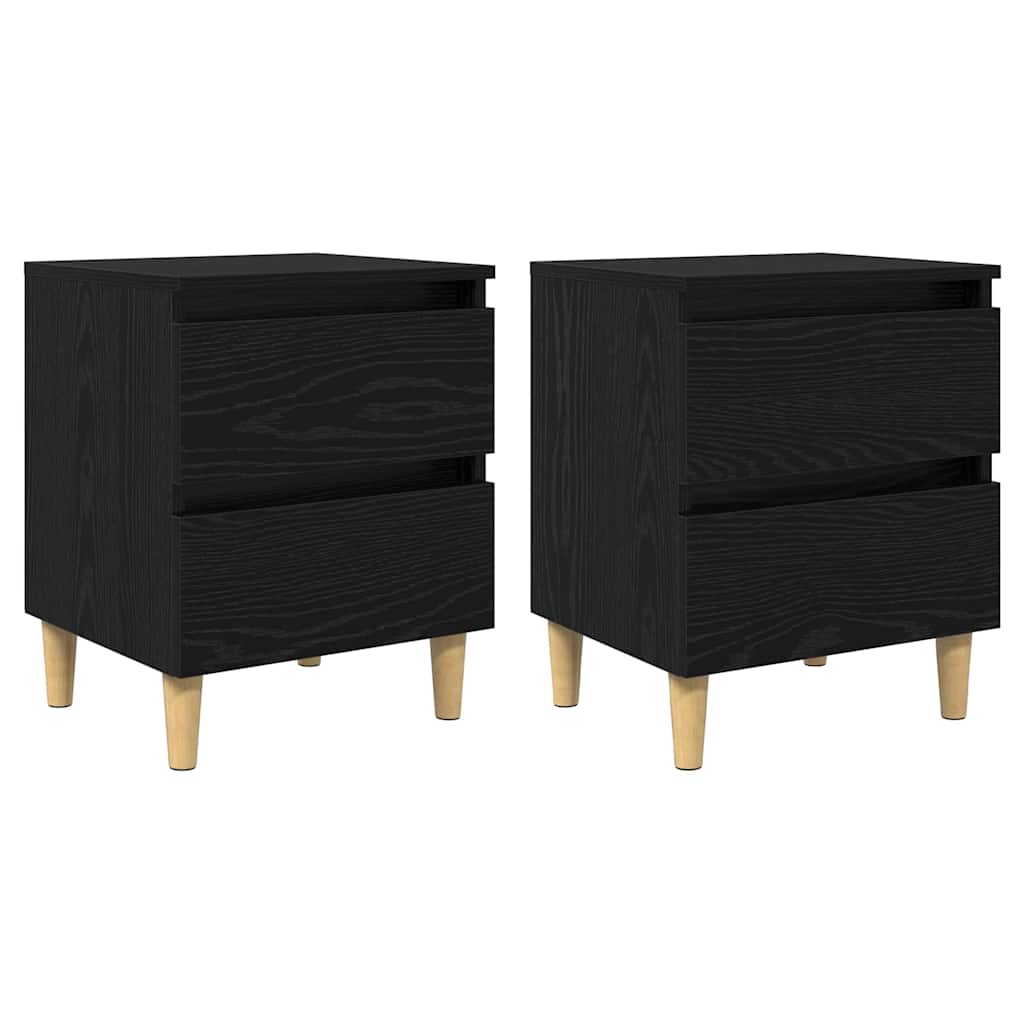 Bettschränke 2 pcs Schwarz Eichen-Optik 40 x 35 x 50 cm