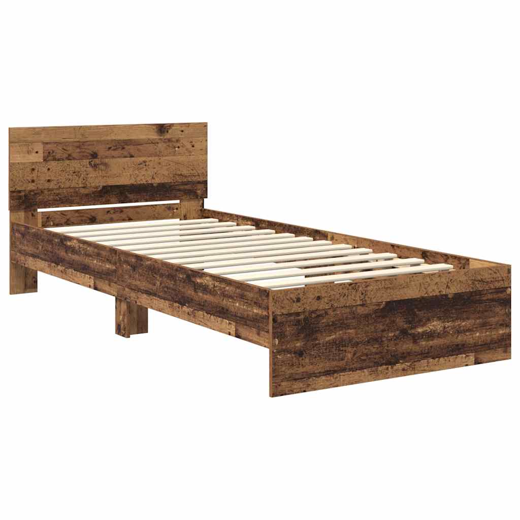 Bettrahmen mit Kopfteil Altholz 90 x 200 cm Holzwerkstoff