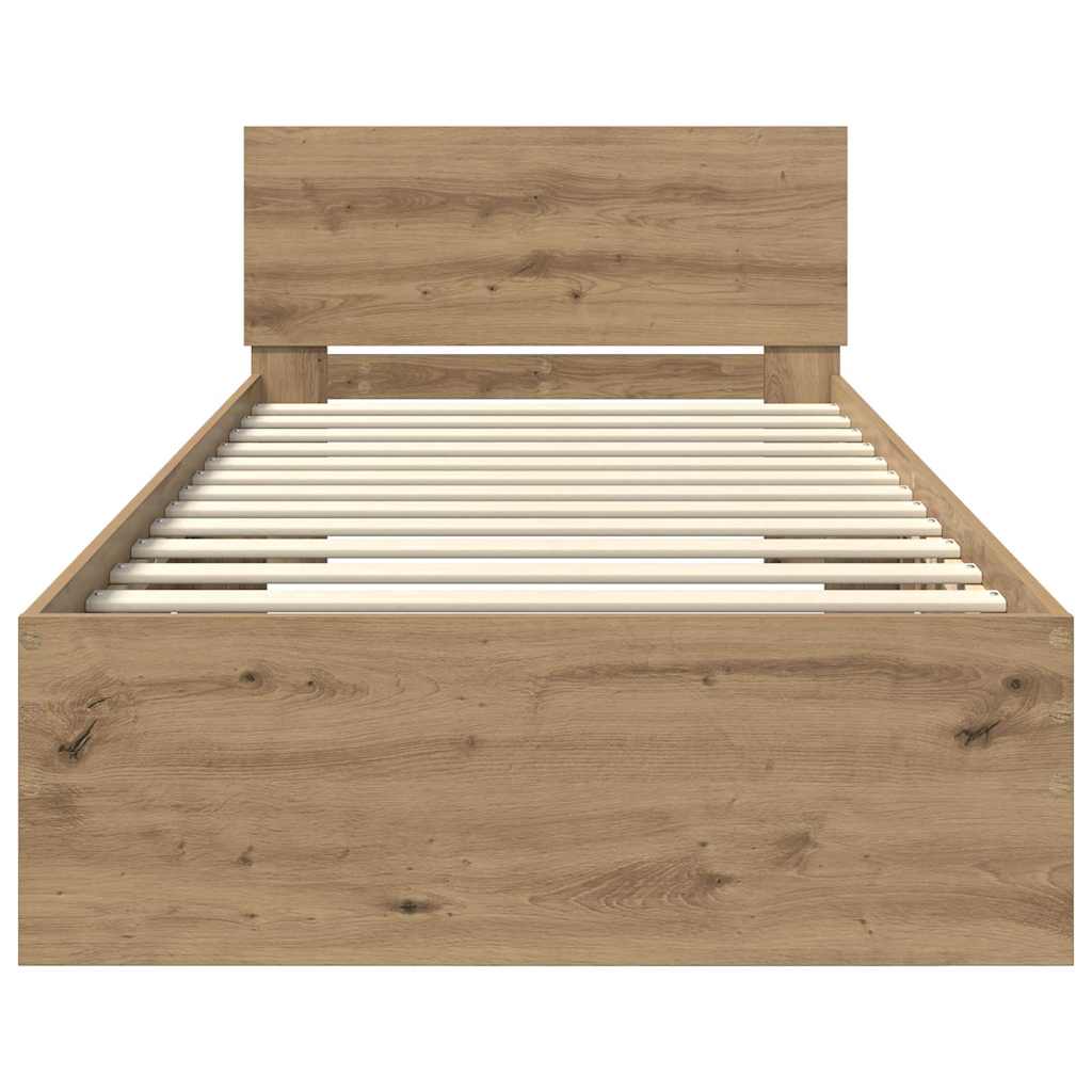 Bettrahmen mit Kopfteil Artisan-Eiche 90 x 200 cm Holzwerkstoff