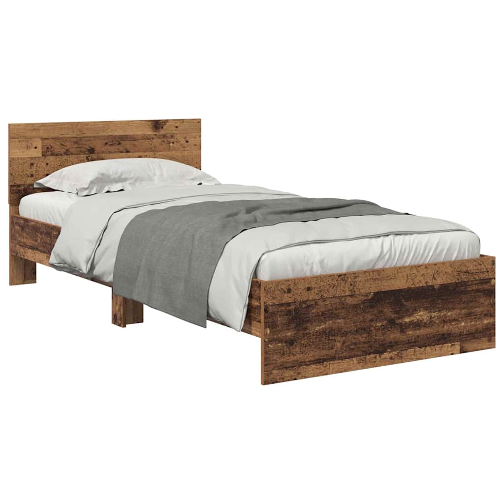 Bettrahmen mit Kopfteil Altholz 90 x 190 cm Holzwerkstoff