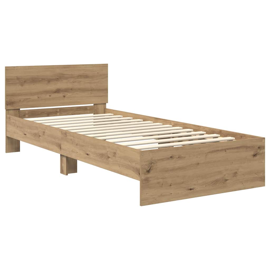 Bettrahmen mit Kopfteil Artisan-Eiche 90 x 190 cm Holzwerkstoff