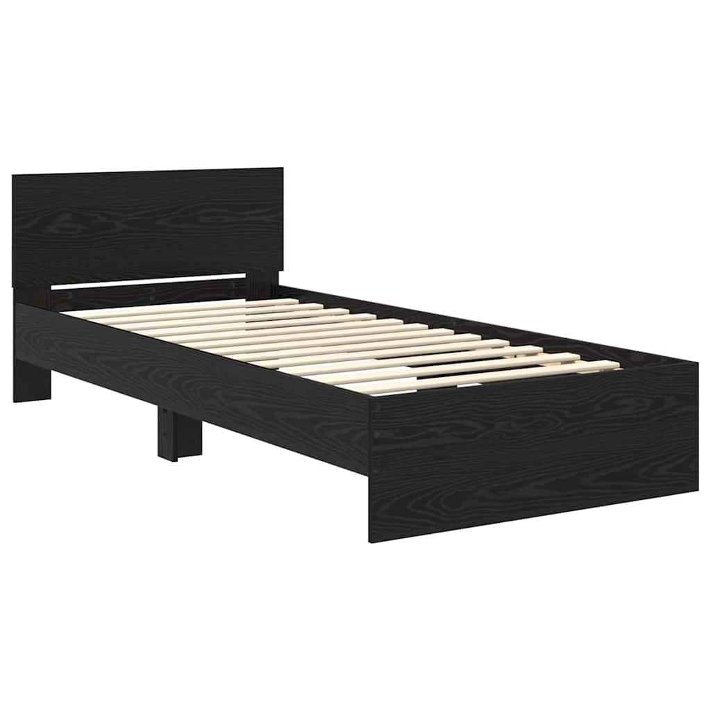Bettrahmen Schwarz Eichen-Optik 90 x 190 cm Holzwerkstoff