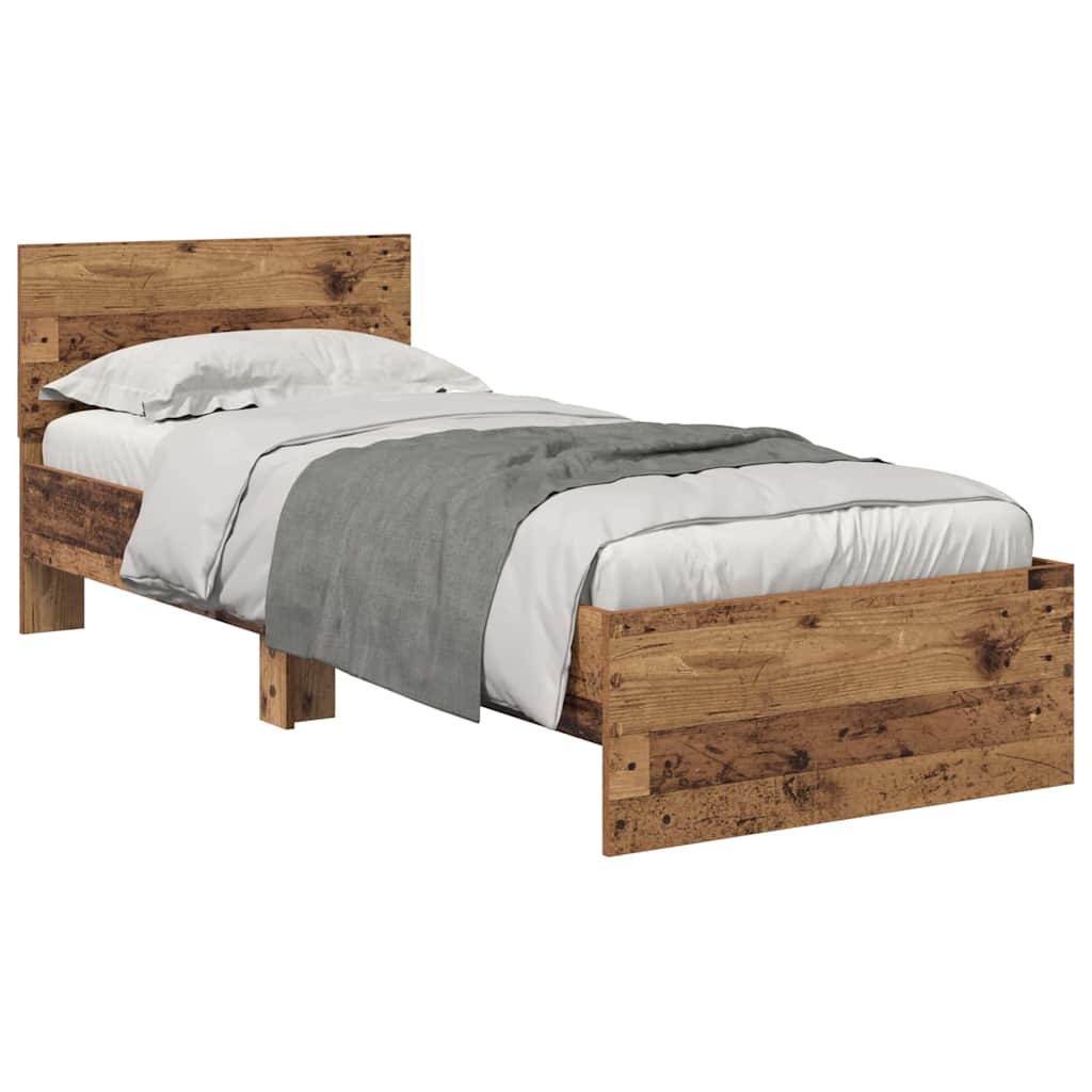 Bettrahmen mit Kopfteil Altholz 75 x 190 cm Holzwerkstoff