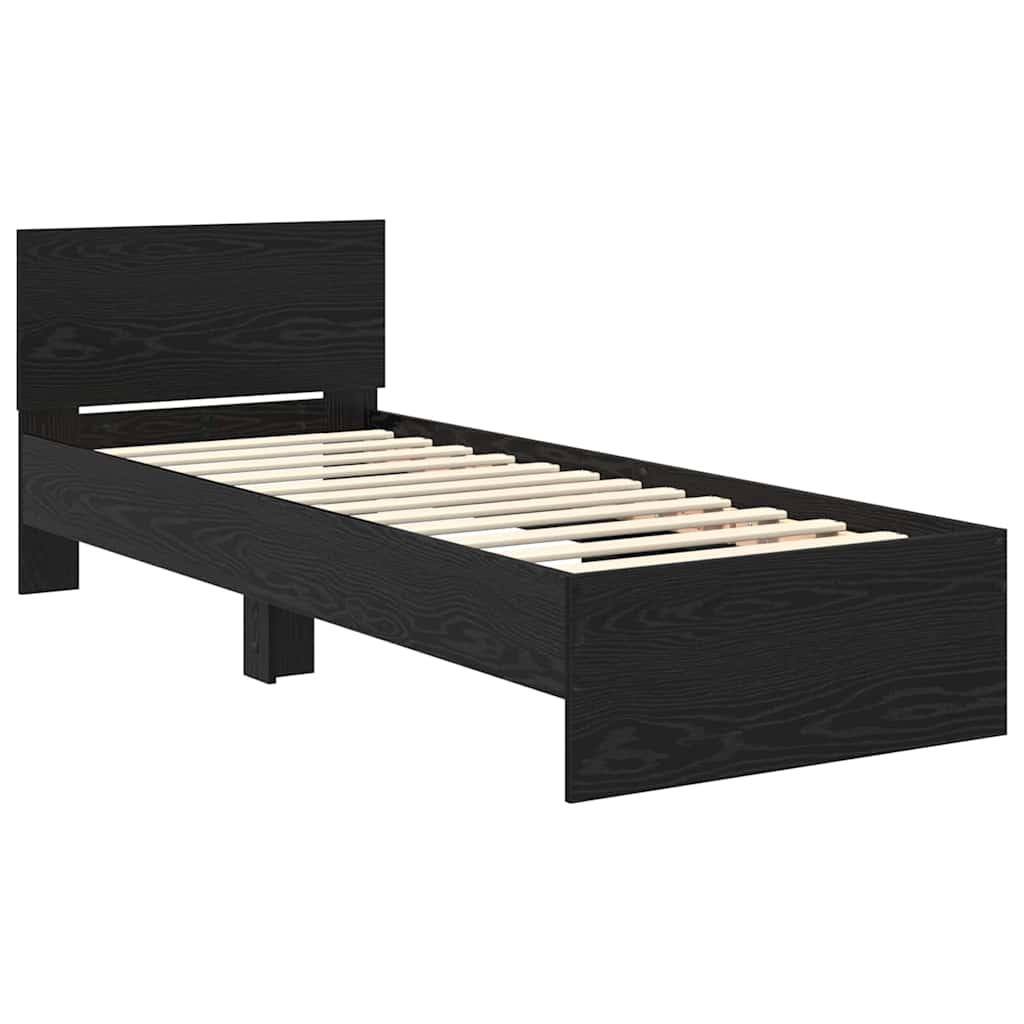 Bettrahmen Schwarz Eichen-Optik 75 x 190 cm Holzwerkstoff