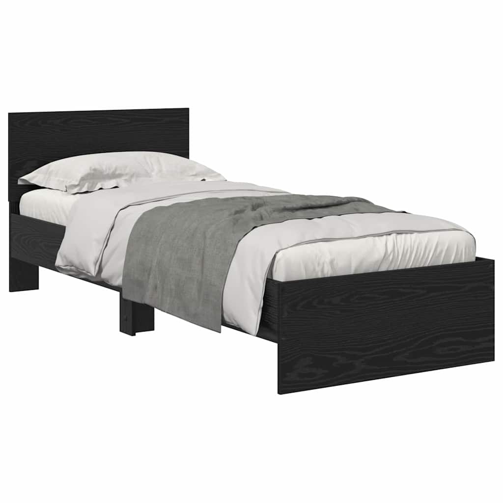 Bettrahmen Schwarz Eichen-Optik 75 x 190 cm Holzwerkstoff