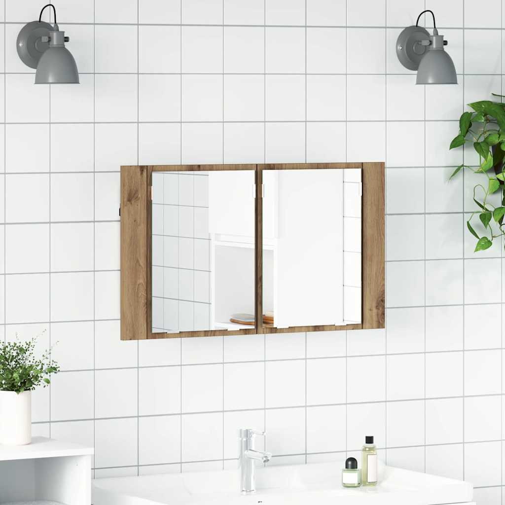 Badezimmerspiegelschrank mit Tür Artisan-Eiche 80 x 12 x 45 cm