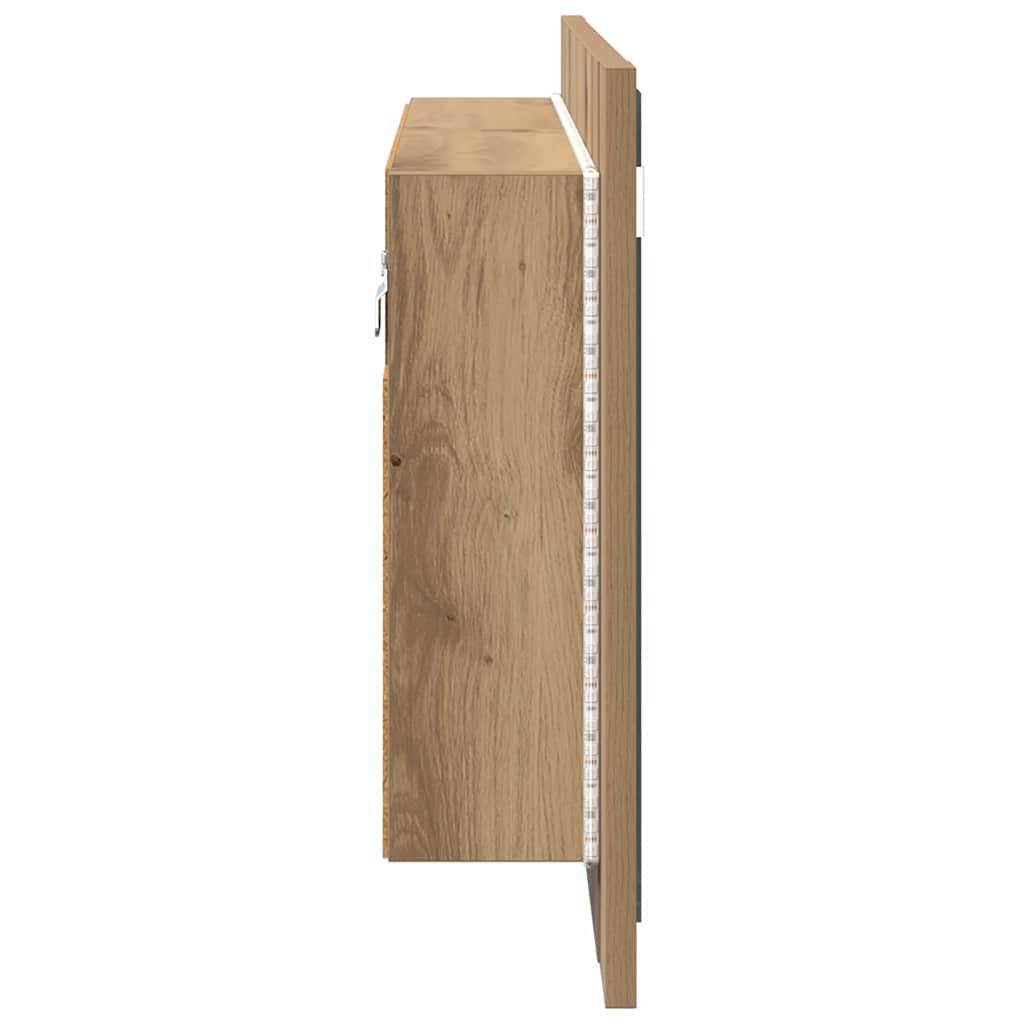 Badezimmerspiegelschrank mit Tür Artisan-Eiche 80 x 12 x 45 cm