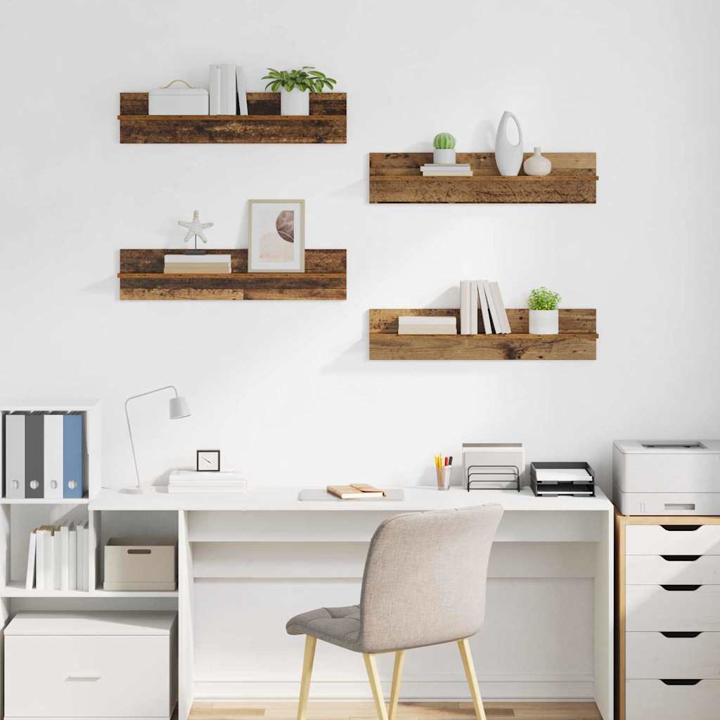 Wandregale 4 pcs Altholz 80 x 11,5 x 18 cm Holzwerkstoff