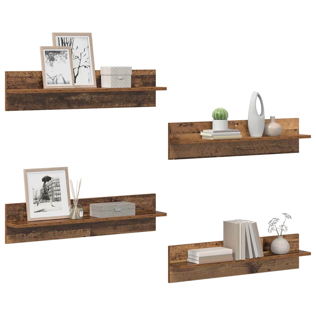 Wandregale 4 pcs Altholz 80 x 11,5 x 18 cm Holzwerkstoff