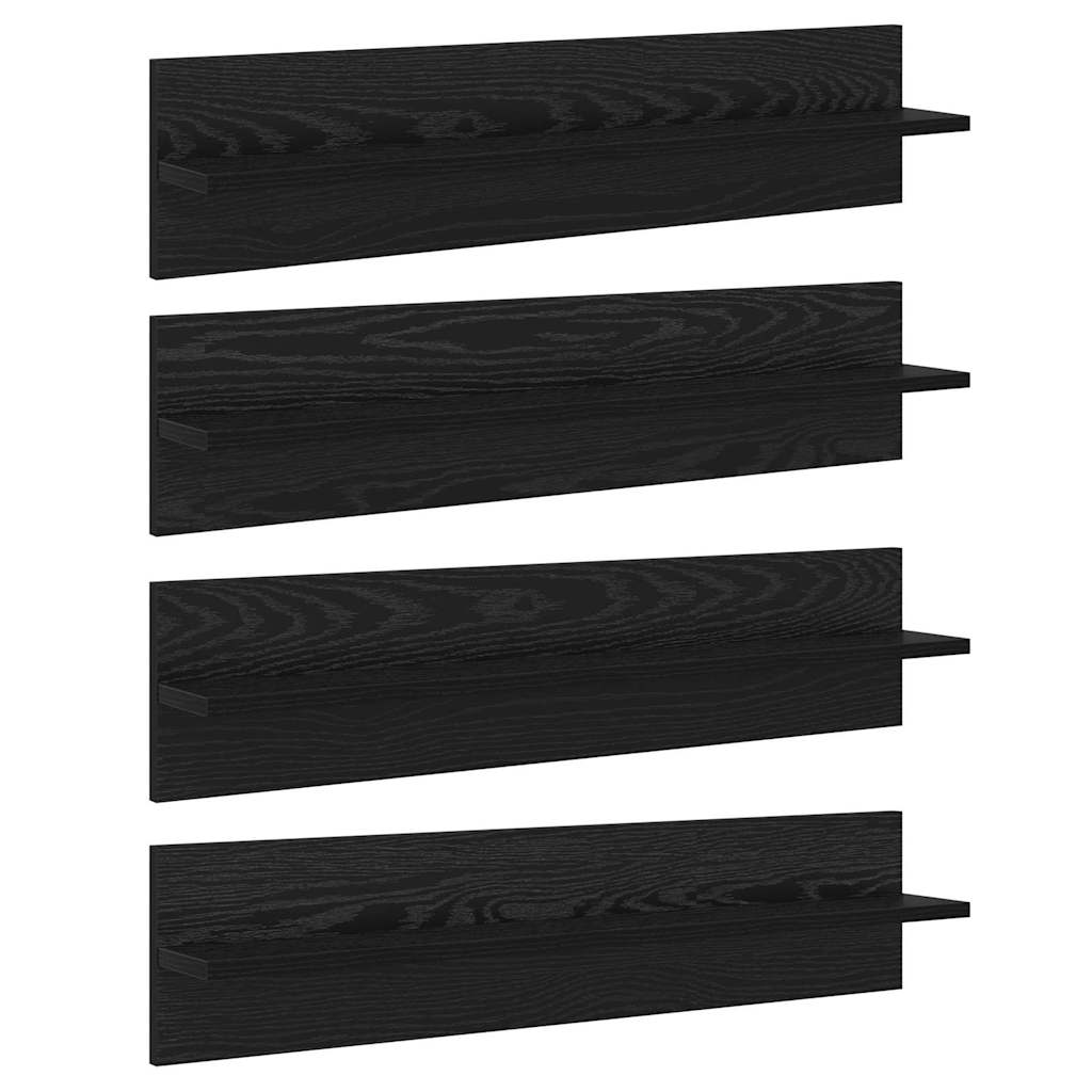 Wandregale 4 pcs Schwarz Eichen-Optik 80 x 11,5 x 18 cm