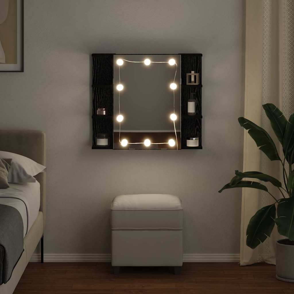 Spiegelschrank mit Regal Schwarz Eichen-Optik 70 x 16,5 x 60 cm