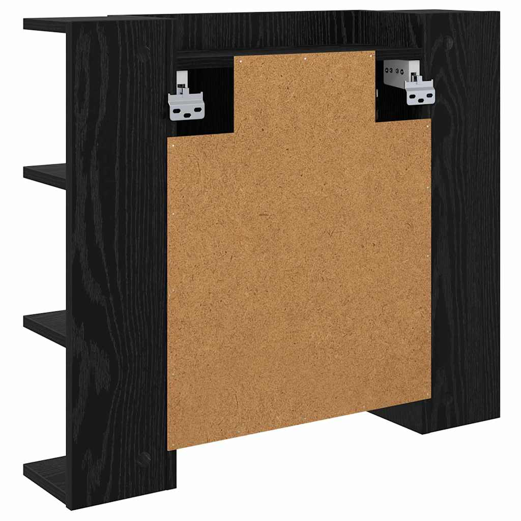 Spiegelschrank mit Regal Schwarz Eichen-Optik 70 x 16,5 x 60 cm