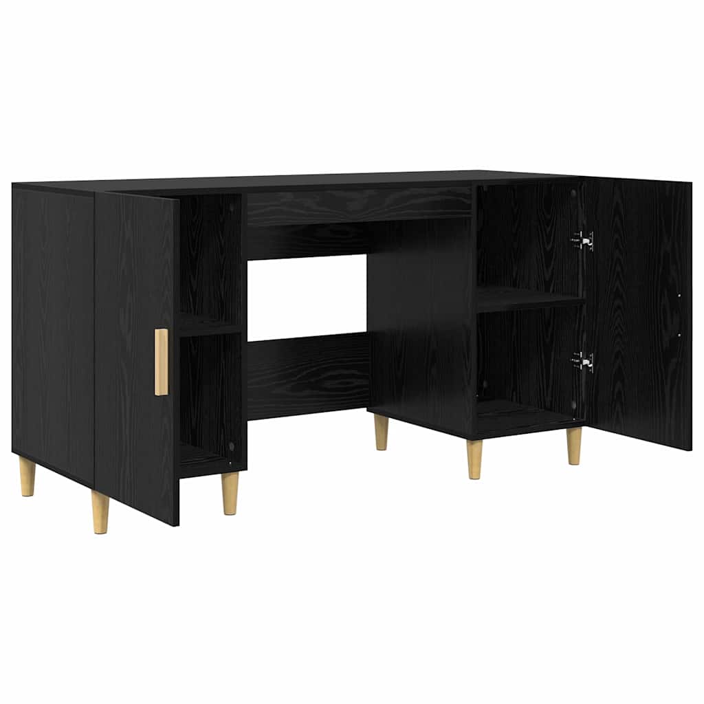 Schreibtisch mit Regal Schwarz Eichen-Optik 140 x 50 x 75 cm