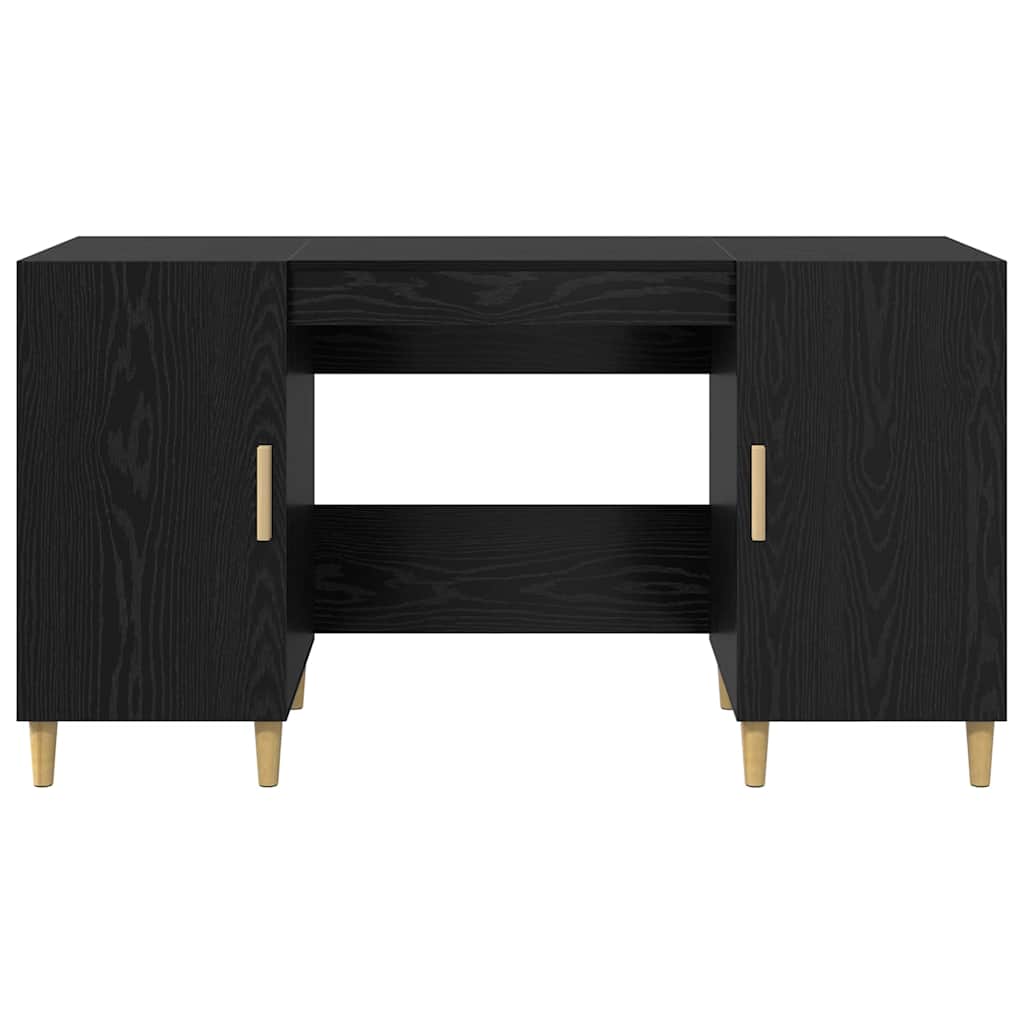 Schreibtisch mit Regal Schwarz Eichen-Optik 140 x 50 x 75 cm