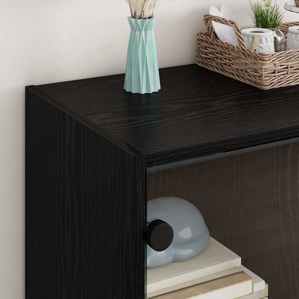 Seitenschrank Schwarz Eichen-Optik 68 x 37 x 75,5 cm