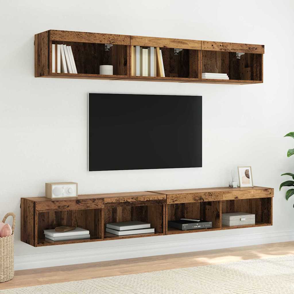 TV-Schrankset mit LED Altholz 100 x 30 x 30 cm Holzwerkstoff