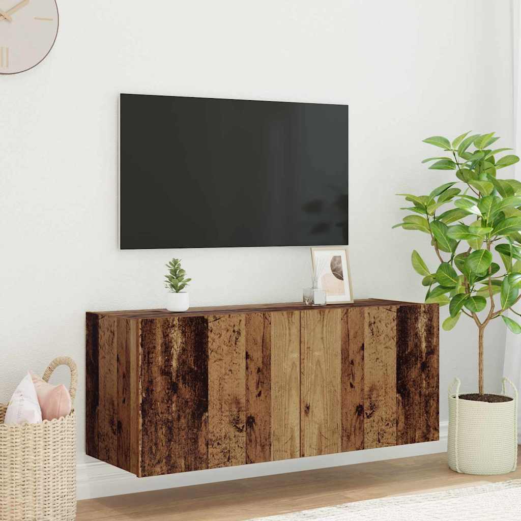 TV-Wandschrank mit LED Altholz 100 x 35 x 41 cm Holzwerkstoff