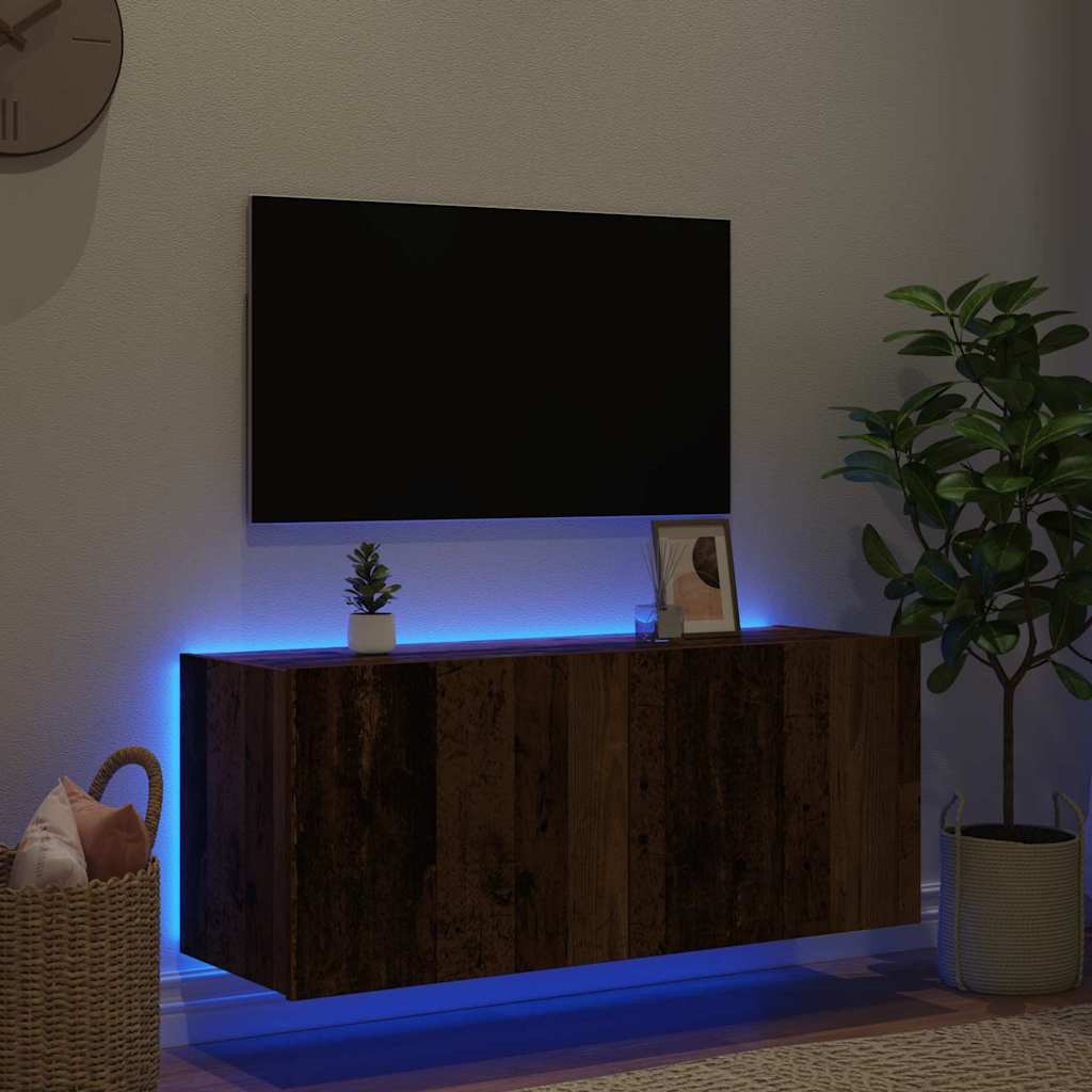 TV-Wandschrank mit LED Altholz 100 x 35 x 41 cm Holzwerkstoff