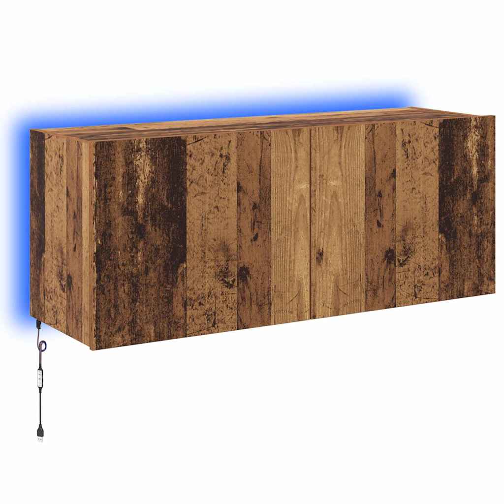 TV-Wandschrank mit LED Altholz 100 x 35 x 41 cm Holzwerkstoff