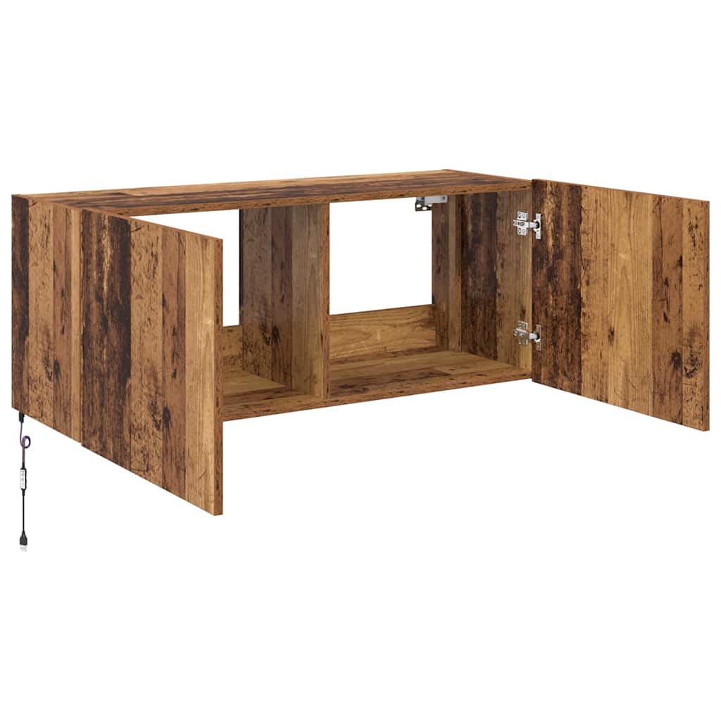 TV-Wandschrank mit LED Altholz 100 x 35 x 41 cm Holzwerkstoff