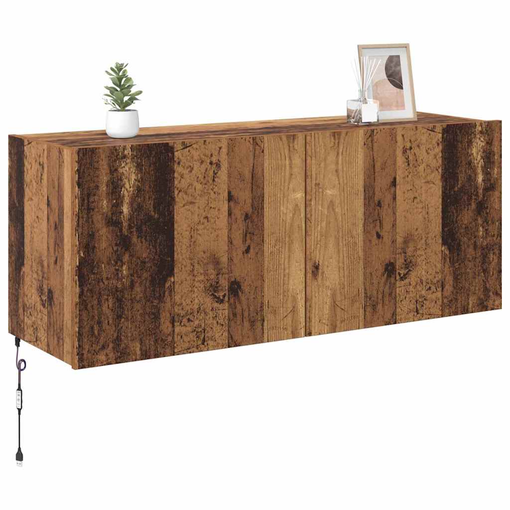 TV-Wandschrank mit LED Altholz 100 x 35 x 41 cm Holzwerkstoff