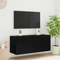 TV-Wandschrank mit LED Schwarz Eichen-Optik 100 x 35 x 41 cm