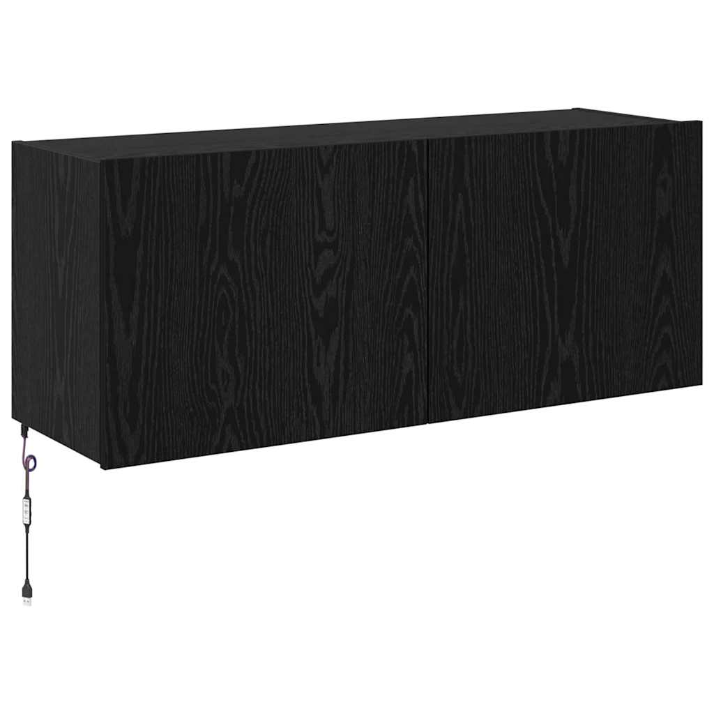 TV-Wandschrank mit LED Schwarz Eichen-Optik 100 x 35 x 41 cm