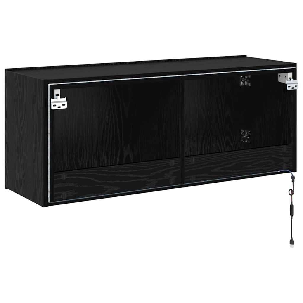 TV-Wandschrank mit LED Schwarz Eichen-Optik 100 x 35 x 41 cm