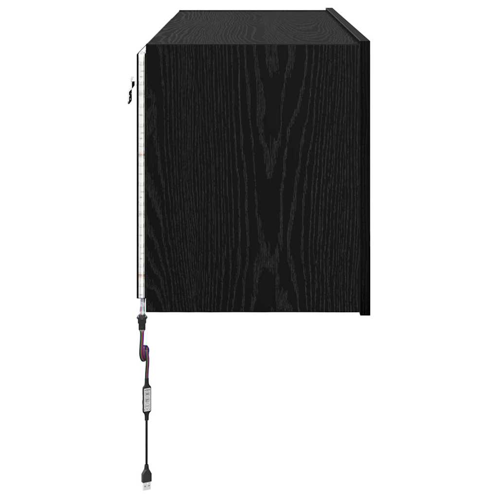 TV-Wandschrank mit LED Schwarz Eichen-Optik 100 x 35 x 41 cm