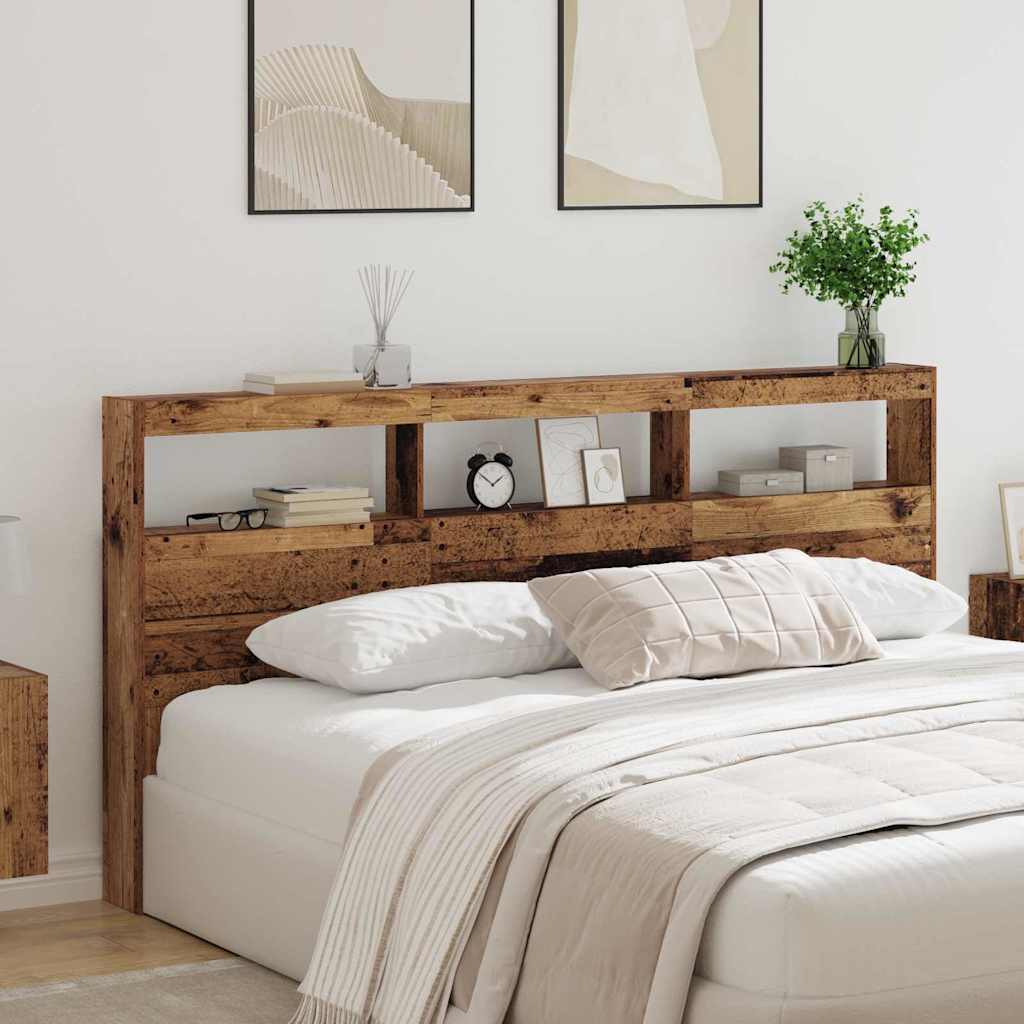 Kopfteil mit Regal Altholz 200 x 17 x 102 cm Holzwerkstoff