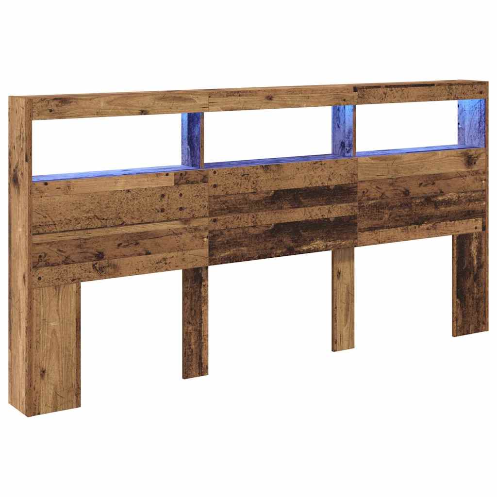 Kopfteil mit Regal Altholz 200 x 17 x 102 cm Holzwerkstoff