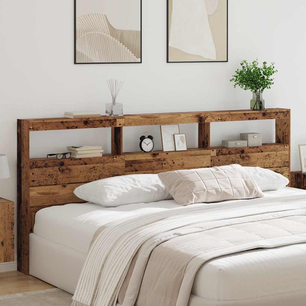 Kopfteil mit Regal Altholz 220 x 17 x 102 cm Holzwerkstoff