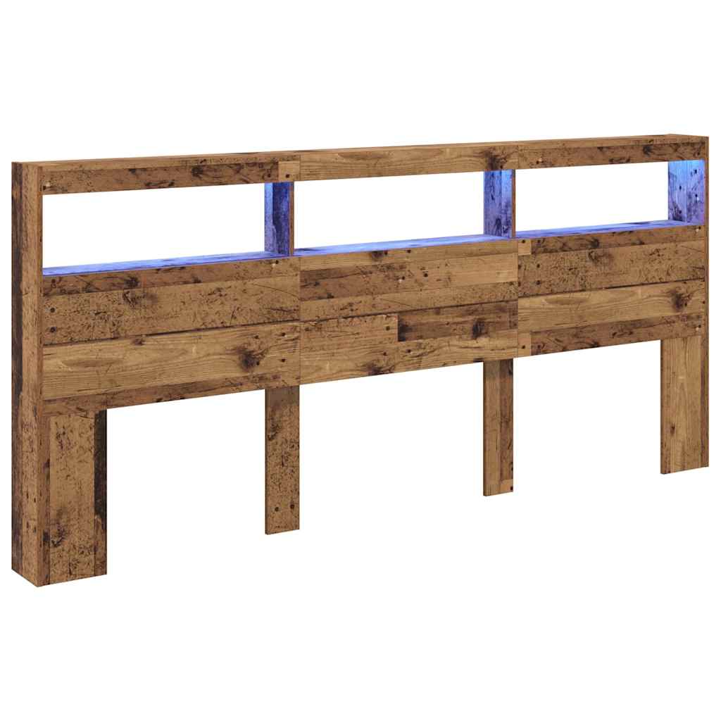 Kopfteil mit Regal Altholz 220 x 17 x 102 cm Holzwerkstoff