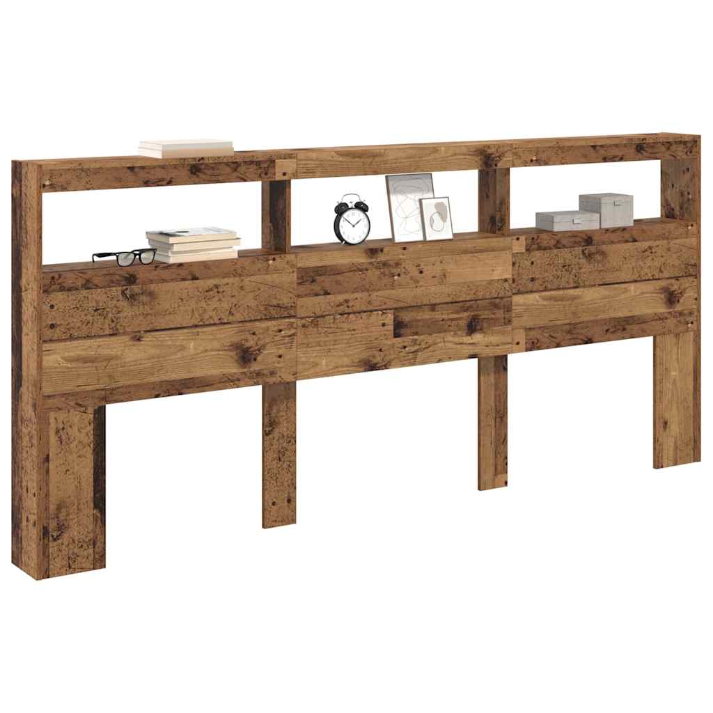 Kopfteil mit Regal Altholz 220 x 17 x 102 cm Holzwerkstoff