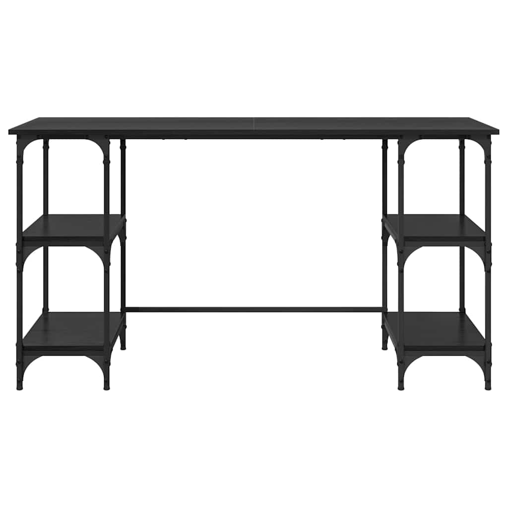 Schreibtisch mit Regal Schwarz Eichen-Optik 140 x 50 x 75 cm