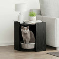 Katzenstreu Box Umzäunung Schwarz Eichen-Optik 42 x 42 x 51 cm