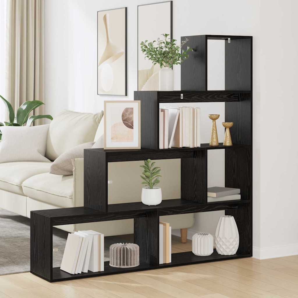 Raumteiler Bücherregal Schwarz Eichen-Optik