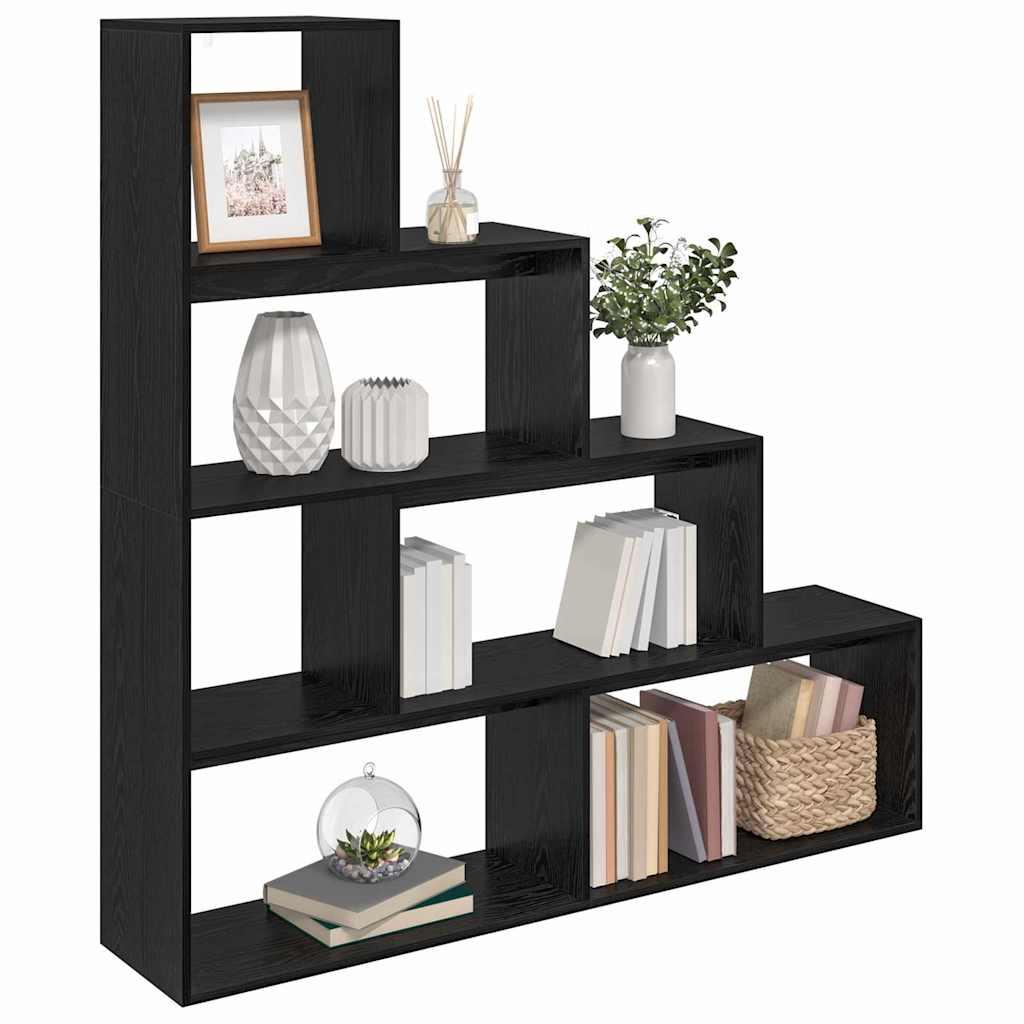 Raumteiler Bücherregal Schwarz Eichen-Optik