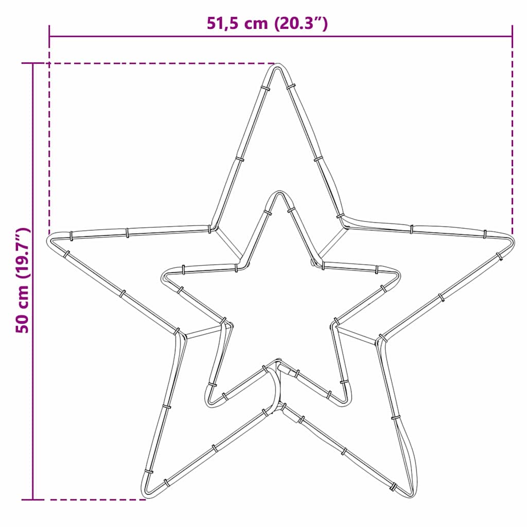 Weihnachtsstern mit 72 LEDs Kaltweiß 51,5 x 50 x 0,65 cm Eisen