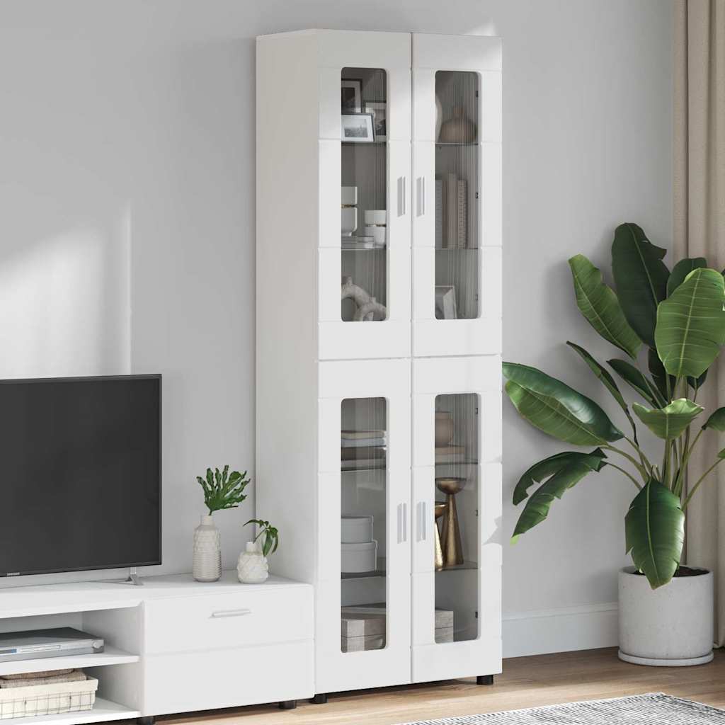 Highboard mit Regal FLORIN Weiß 60 x 35 x 182 cm Holzwerkstoff