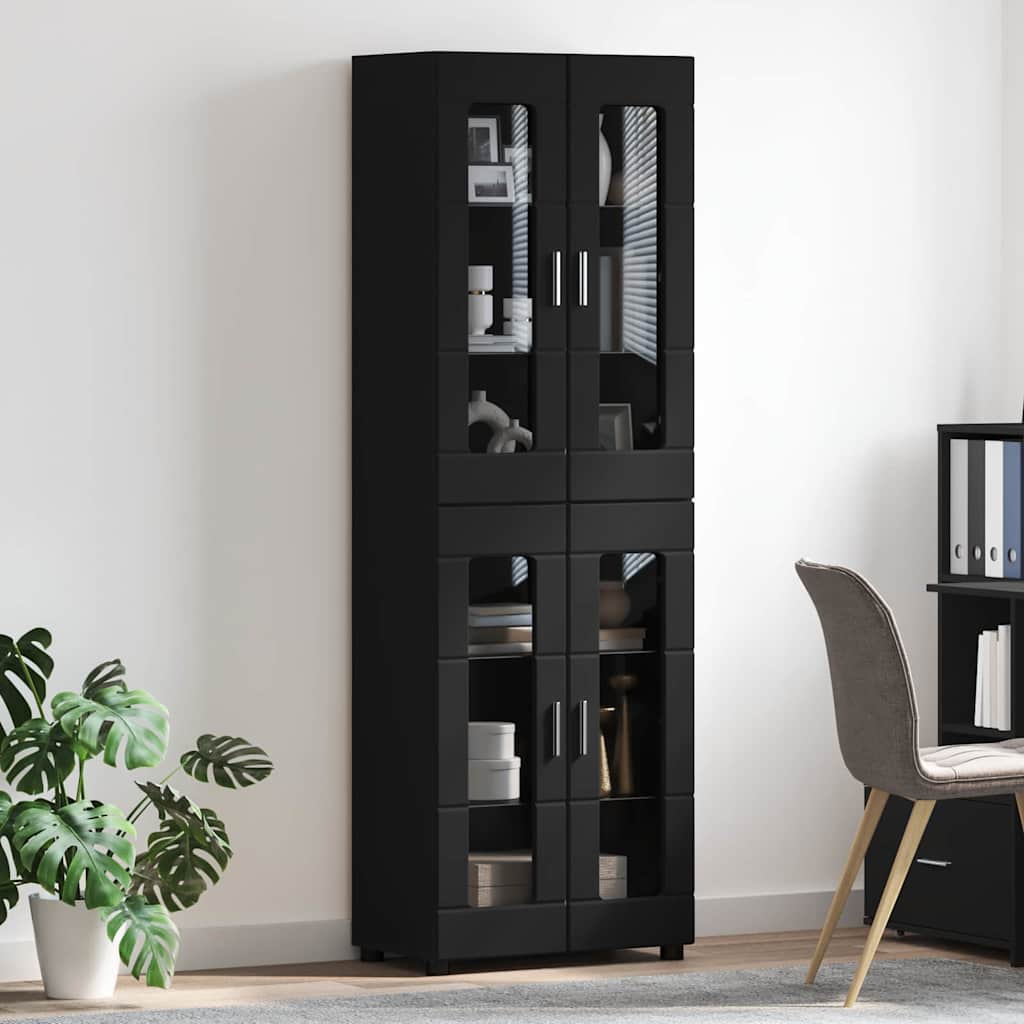 Highboard mit Tür FLORIN Schwarz 60 x 35 x 182 cm Holzwerkstoff
