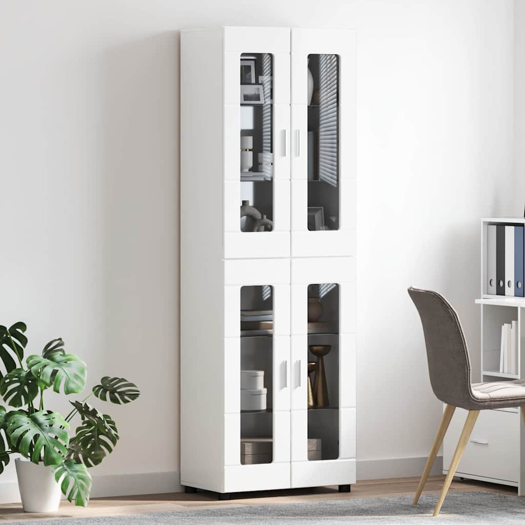 Highboard FLORIN Hochglanz Weiß 60 x 35 x 182 cm Holzwerkstoff