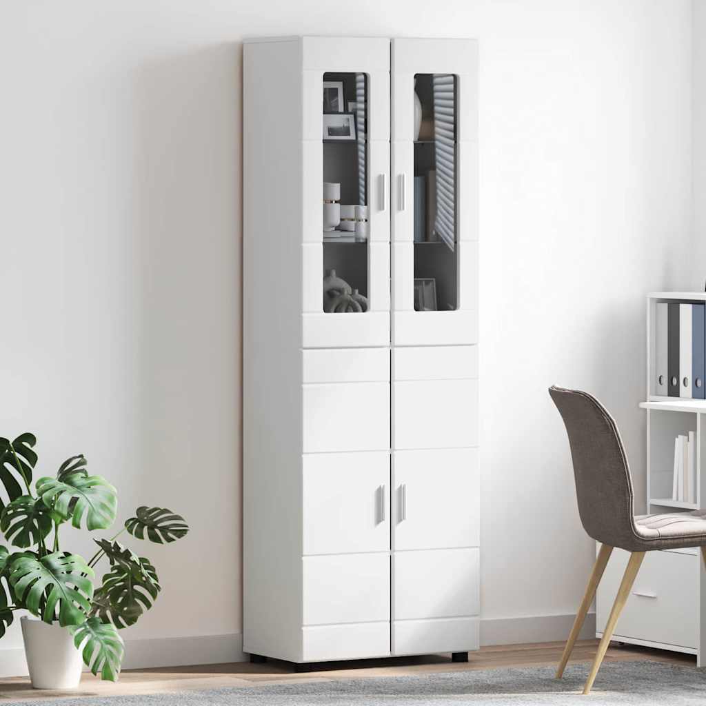 Highboard mit Regal FLORIN Weiß 60 x 35 x 182 cm Holzwerkstoff