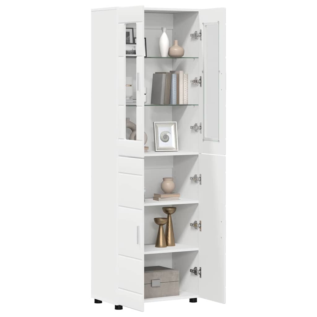 Highboard mit Regal FLORIN Weiß 60 x 35 x 182 cm Holzwerkstoff