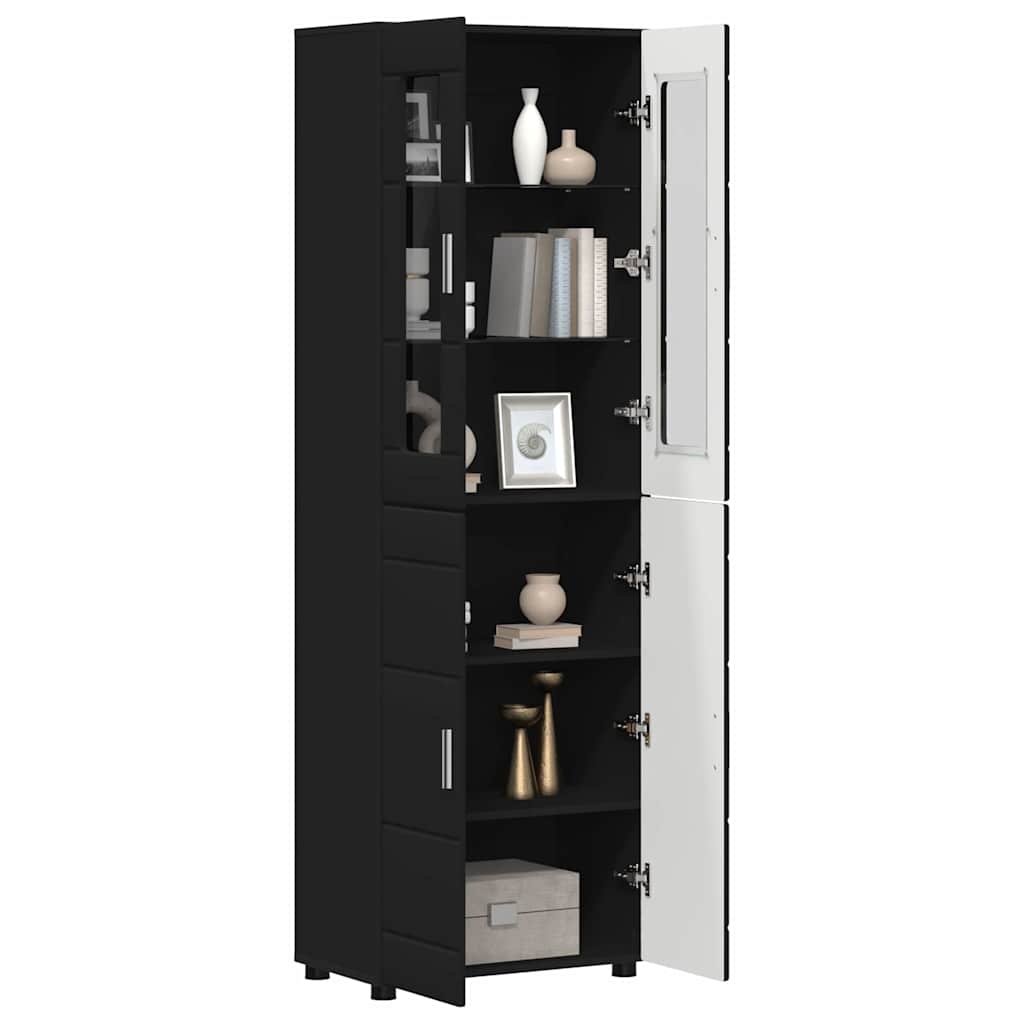 Highboard mit Tür FLORIN Schwarz 60 x 35 x 182 cm Holzwerkstoff