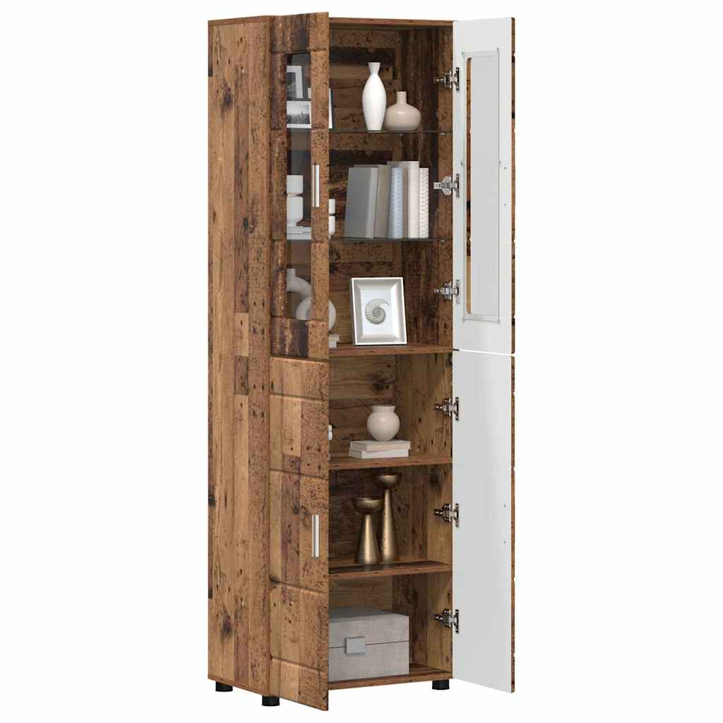 Highboard mit Tür FLORIN Altholz 60 x 35 x 182 cm Holzwerkstoff
